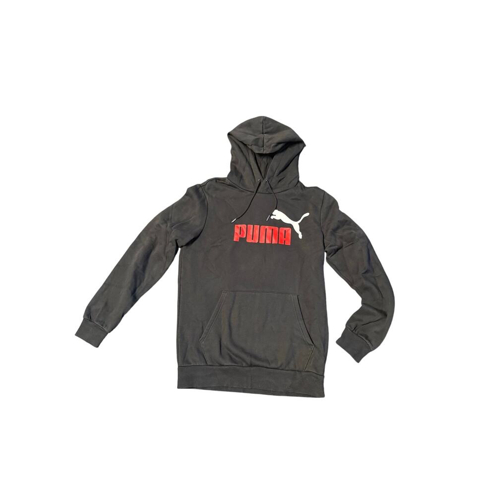 Puma Hoodie Mens Sweatshirt Black Size small red logo